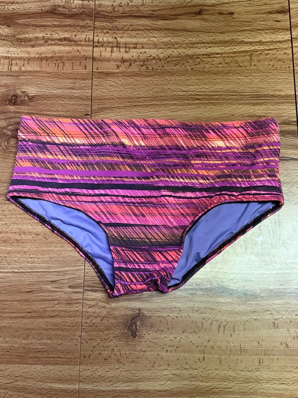 Men's Sunset Striped Swim Trunks in Pink & Purple / Swim